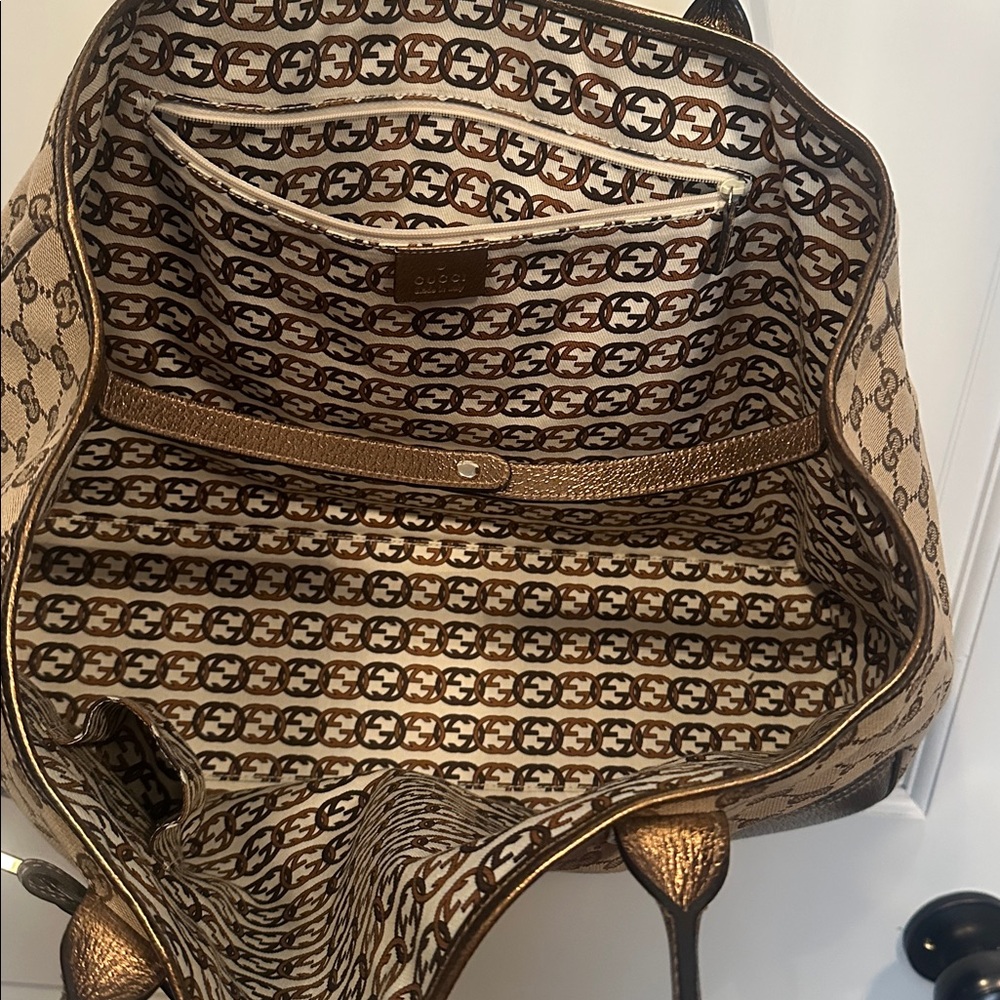 EXCELLENT Condition Gold and brown canvas Gucci Princy Tote - Picture 11 of 16